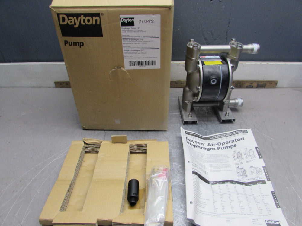 NEW! DAYTON 6PY51, DIAPHRAM PUMP , 316 SS / PTFE , 1/2" ,12gpm, NIB! MAKE OFFER!