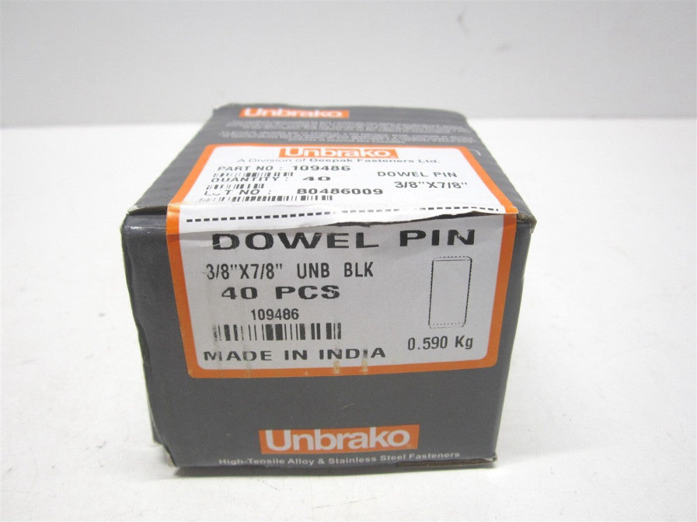 Unbrako (109486) 3/8" x 7/8" OAL Alloy Steel, Grade 8 Dowel Pin - Lot of 53 