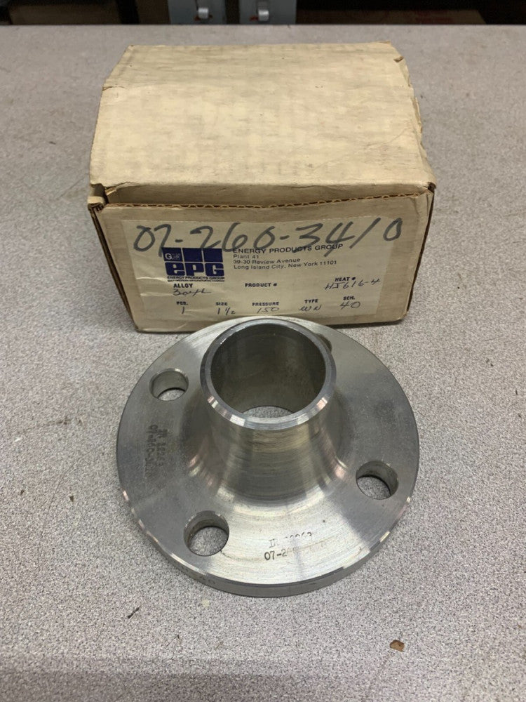 NEW IN BOX EPG PIPE FLANGE 1F 1-1/2" 150 A182 F304L HJ666 SCH-40
