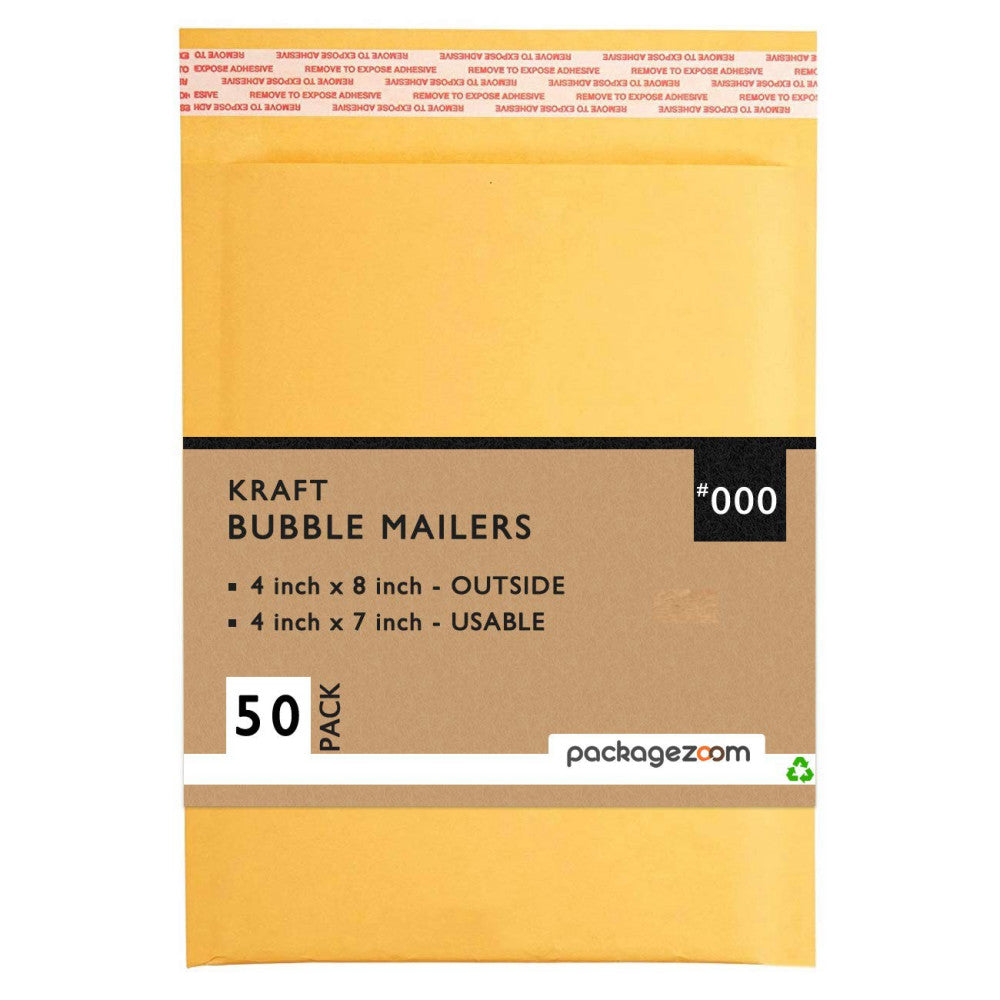 4x8 Kraft Bubble Mailers #000 Padded Shipping Envelopes Self Seal Waterproof ...