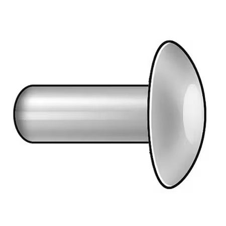 Zoro Select 55A0302-Ea-1000 Solid Rivet, Brazier Head, 0.0938 In Dia., 0.125 In