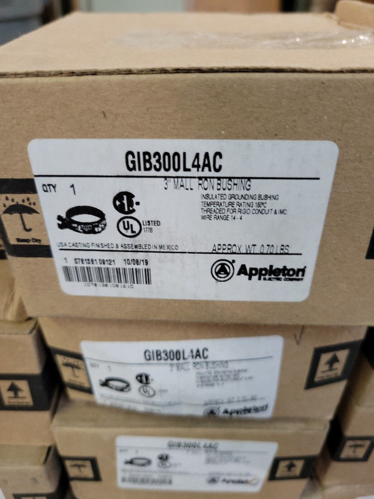 1) New! APPLETON GIB-300L-4AC GROUNDING BUSHING 3", MALLEABLE IRON GIB300L4AC