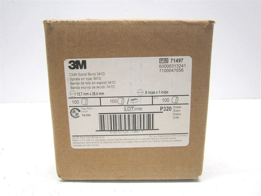 3M (7100047056) 1/2 x 1 320 Grit Aluminum Oxide Extra Fine Spiral Band - Qty 100