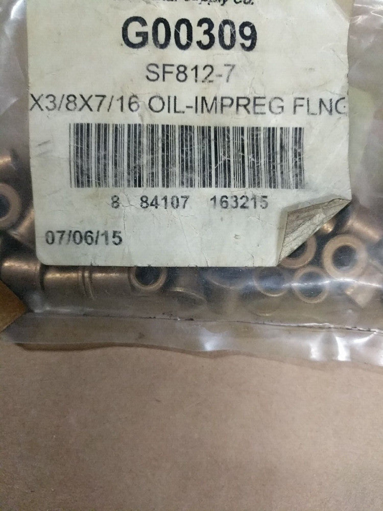 SF812-7 Oil Impregnated Bronze Flanged Sleeve Bearing, 1/4 x 3/8 x 7/16 (pk30)
