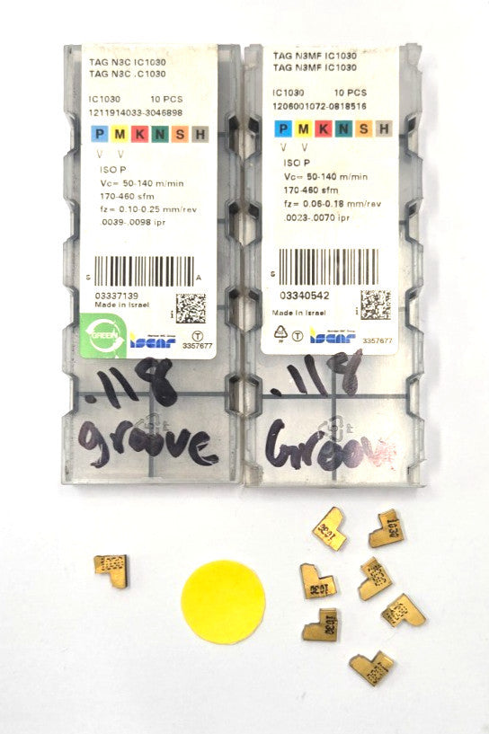 ISCAR CARBIDE GROOVING INSERT*TAG N3C IC1030/TAG N3MF IC1030 *****LOT OF 8