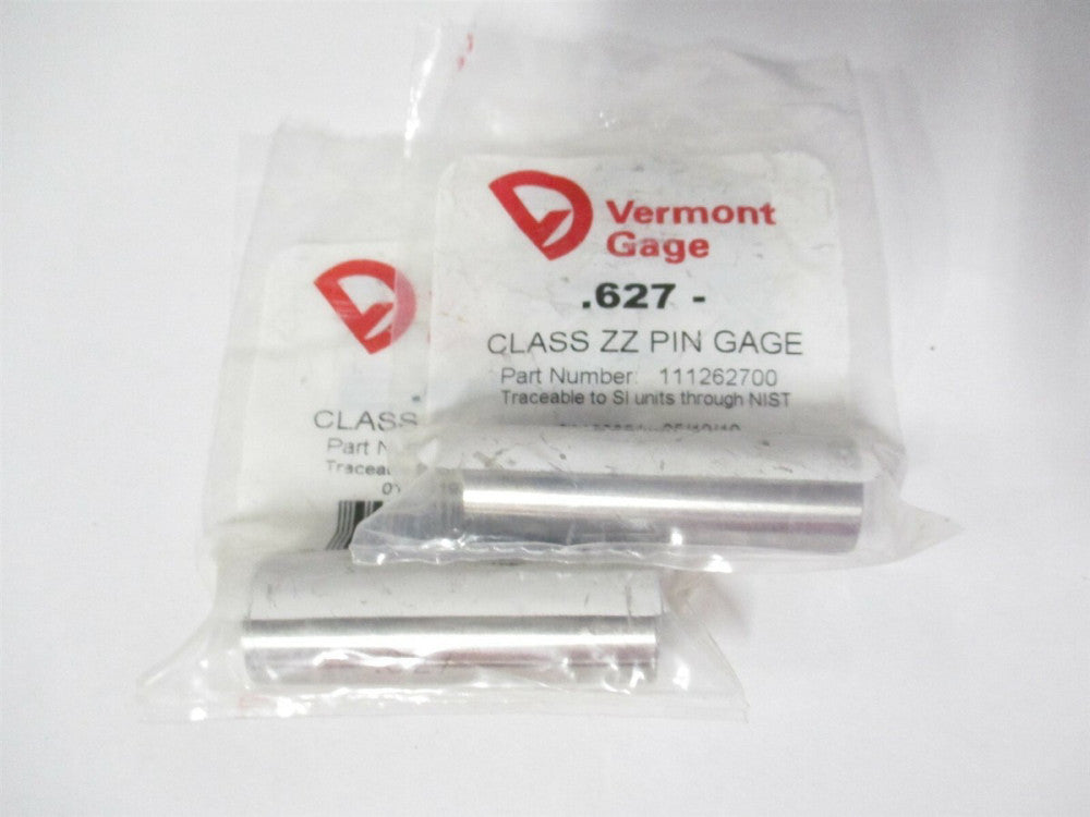 Vermont Gage (111262700) 0.627" Diam Class ZZ Minus Plug & Pin Gage - Lot of 2