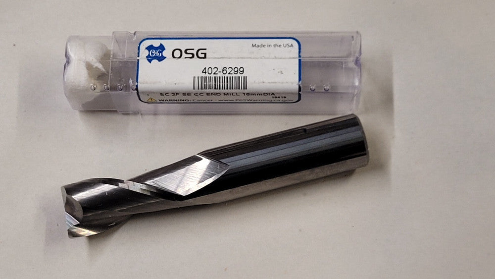 New OSG 402-6299 16mm Carbide End Mill 2 Flute Square 16mm Shank