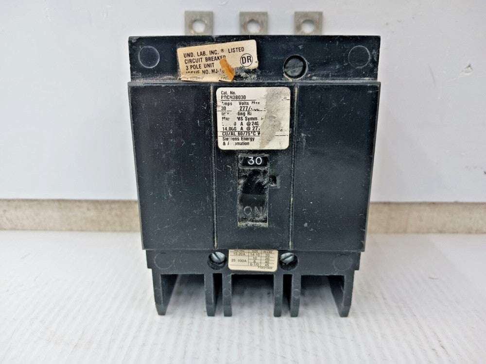 SIEMENS 30 AMP BOLT-ON CIRCUIT BREAKER 3 POLE 277/480 VAC BQCH3B030