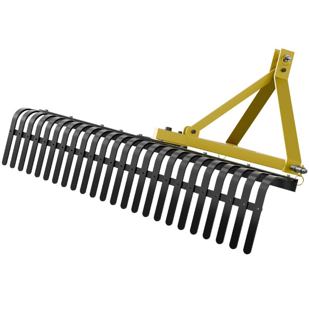60" 3 Point Rock Rake W/ 360° Rotation for Tractors, Category 1 Hitch Attachment