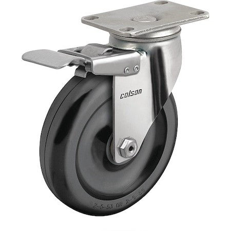 Colson 2.33456.544 Brk4 3" X 1-1/4" Non-Marking Polyolefin Swivel Caster, Side