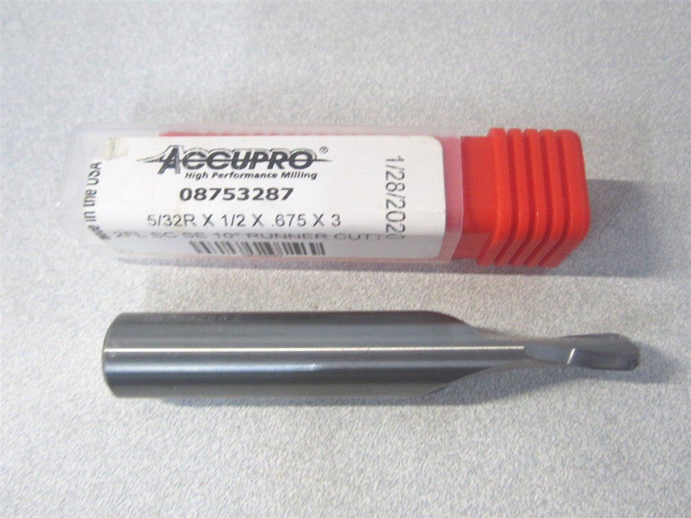 (BRT500156) 1/2" x 5/16" x 3" OAL Solid Carbide 2-Flute Tapered End Mill