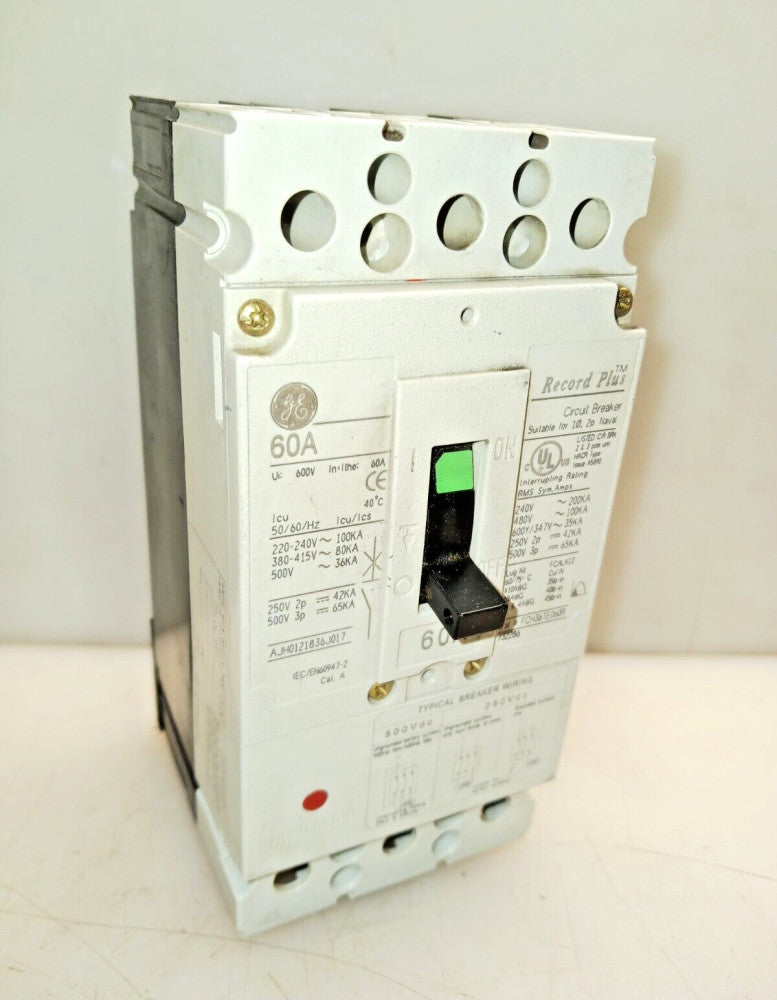 GE RECORD PLUS 60 AMP CIRCUIT BREAKER 3 POLE 100 kA @ 480 VAC  FCH36TE060R
