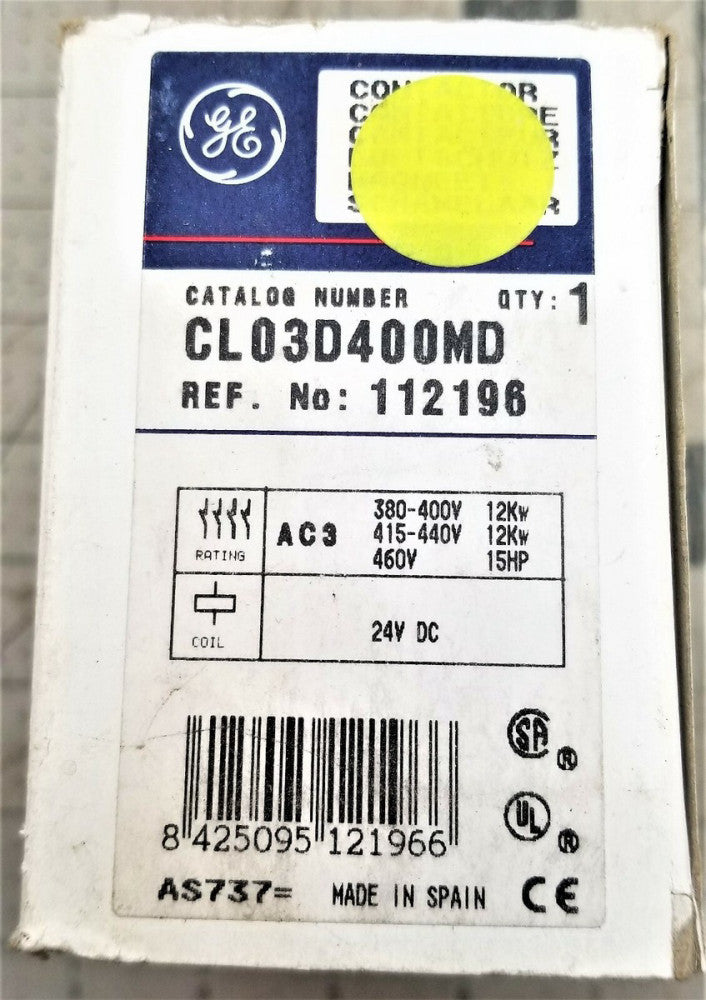 General Electric 2~20 HP 4 Pole Non-Reversing Contactor 24VDC Coil  [A6S3]