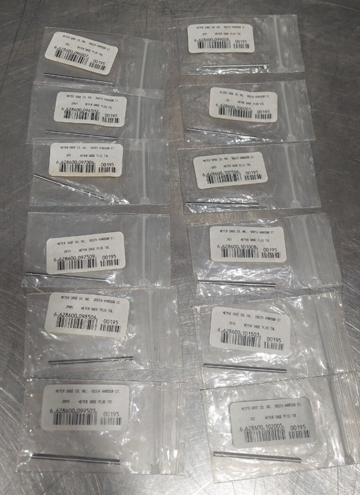 Lot Of 12 - MEYER .096" - .102" GAGE PLUS PIN. See Sizes In Description