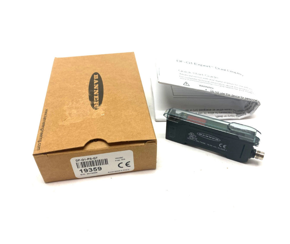 Banner DF-G1-PS-Q7 Expert Dual Display Fiber Amplifier 4-pin M8 Inte. QD 19359