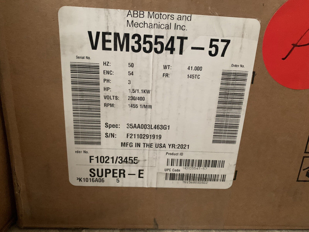 NEW ABB Motors VEM3554T-57 Baldor Reliance Motor