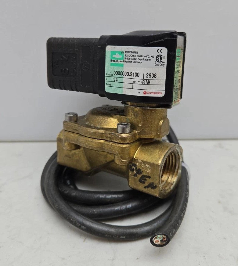 Norgren 8241200.9100 Brass Solenoid Valve 1/2" Npt  0.1-10/16 Bar 24V 8W 