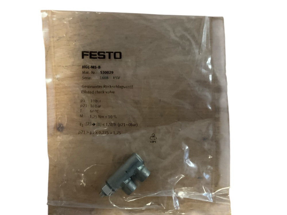 1PC FESTO HGL-M5-B 530029 Piloted Non Return Valve