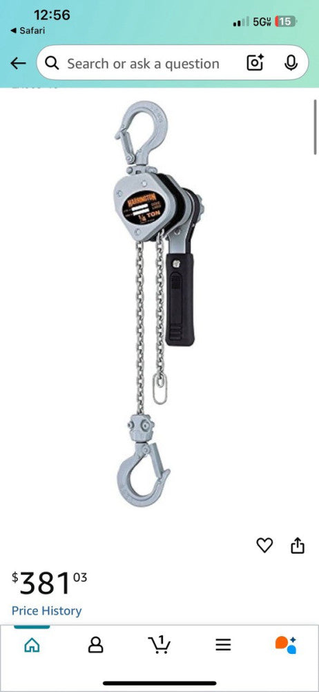 Harrington 1/4 Ton LX Lever Puller Hoist 10 ft Come Along LX003-10
