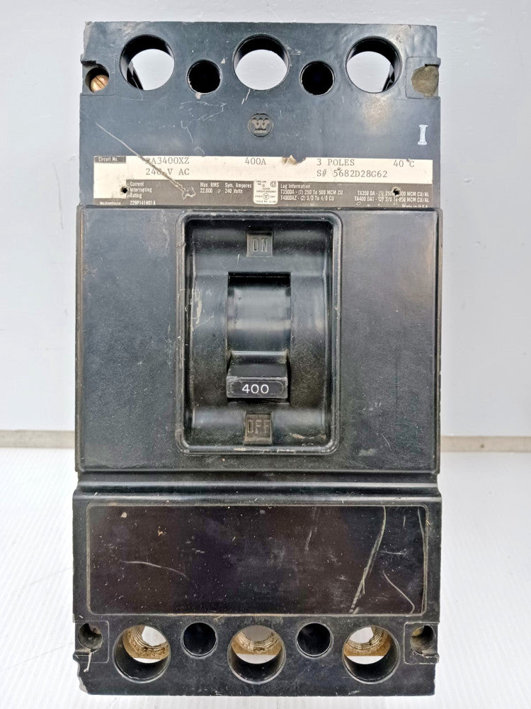 Westinghouse 400 Amp Circuit Breaker 3 Pole 240 VAC 22kA DA3400XZ