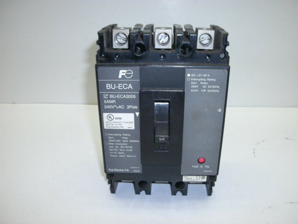 FUJI ELECTRIC BU-ECA3005 CIRCUIT BREAKER 5 AMP 240V~AC 3 POLE IEC 157-1(P.1)