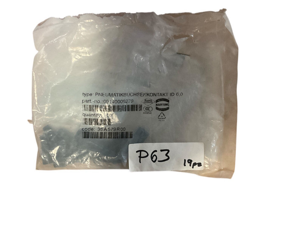 09140006279, HARTING, Pneumatic contact fem. with valve 6,0 mm