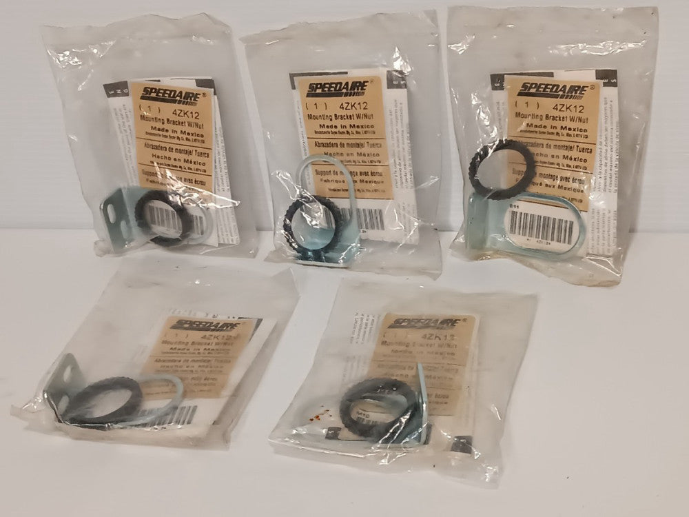 Lot of 5 Speedaire 4ZK12 Mounting Bracket with Nut, for Wall  Flat Surface