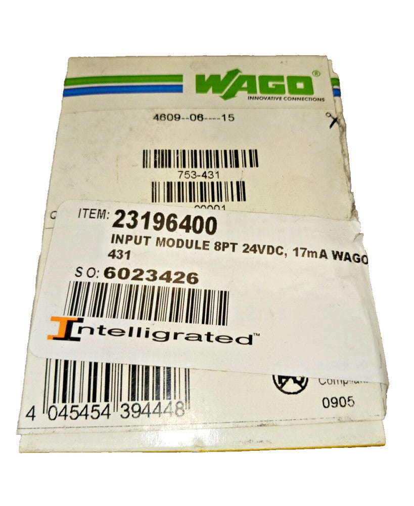 NEW WAGO INPUT MODULE 8 CHANNEL INTELLIGRATED  753-431 / 23196400