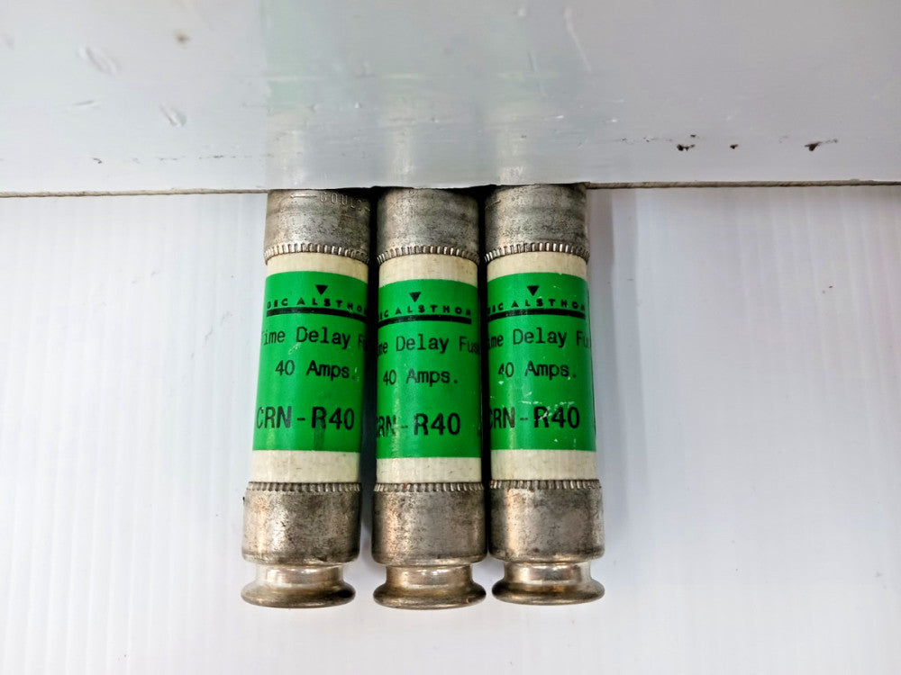 LOT OF 3) GEC ALSTHOM 40 AMP TIME-DELAY FUSE 250 VAC CRN-R40