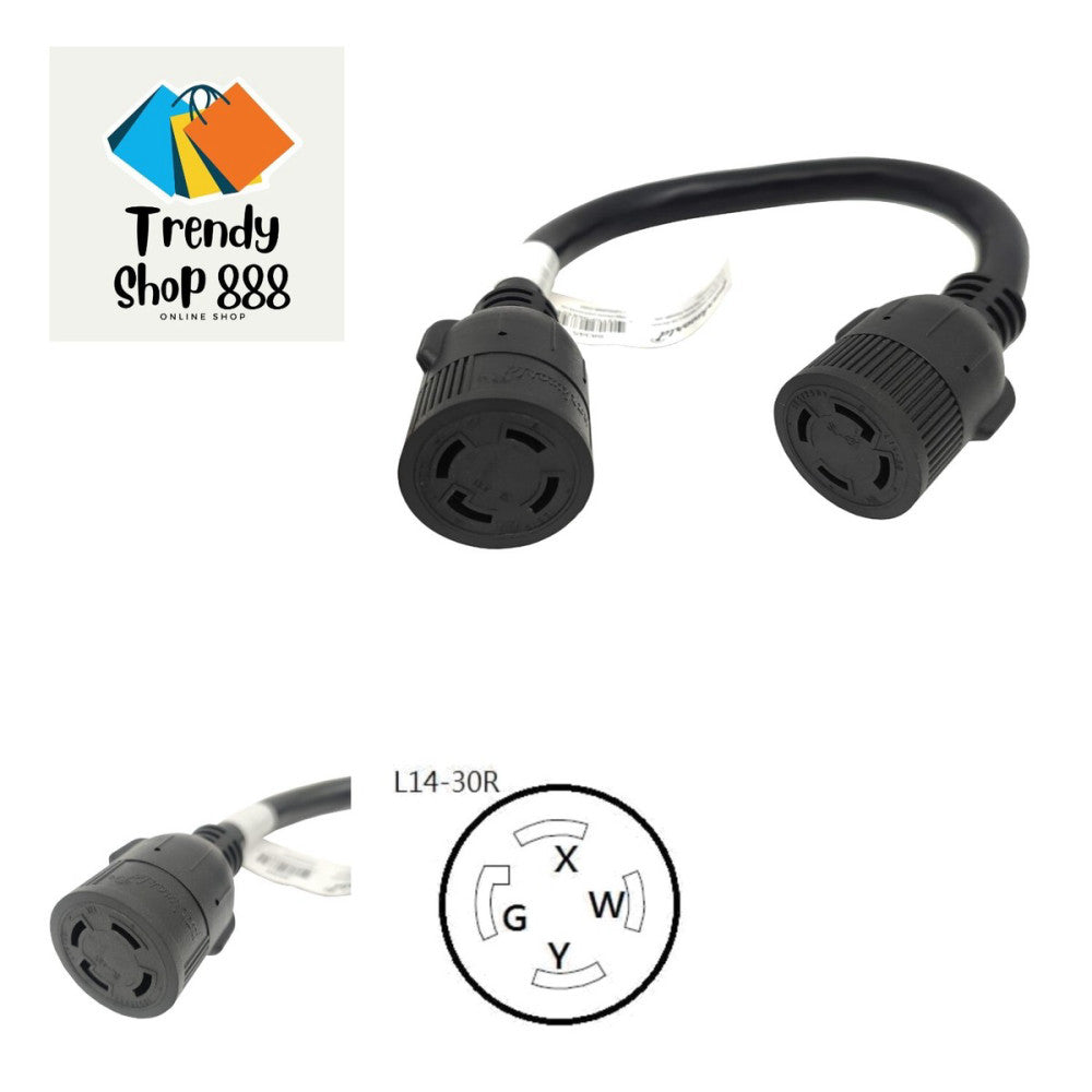 Generator NEMA L14-30R to L14-30R, 4 Prong 30 AMP Female to Female Adapter Co...