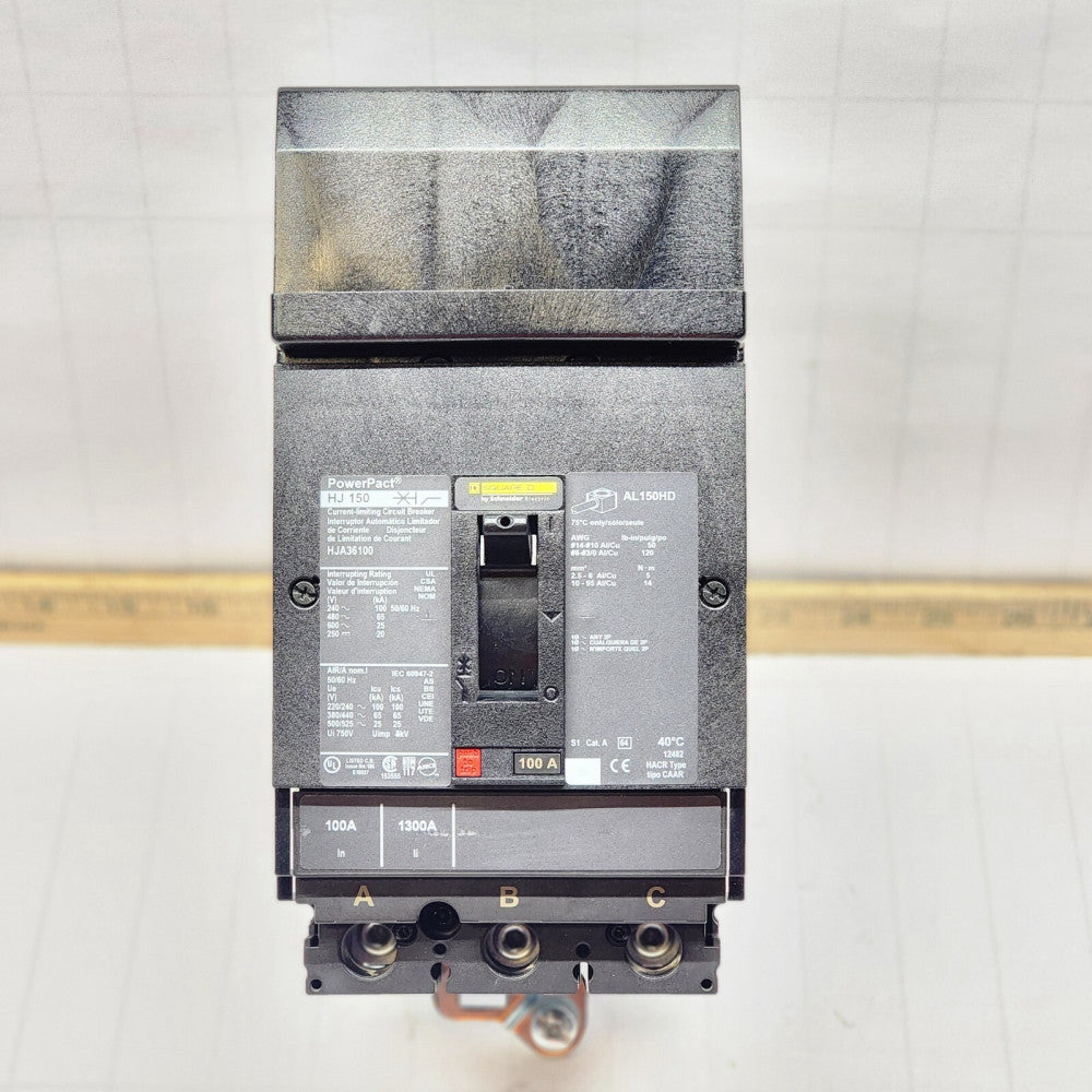 SQUARE D POWERPACT 100 AMP I-LINE CIRCUIT BREAKER 600 VAC 3 POLE 100 kA HJA36100