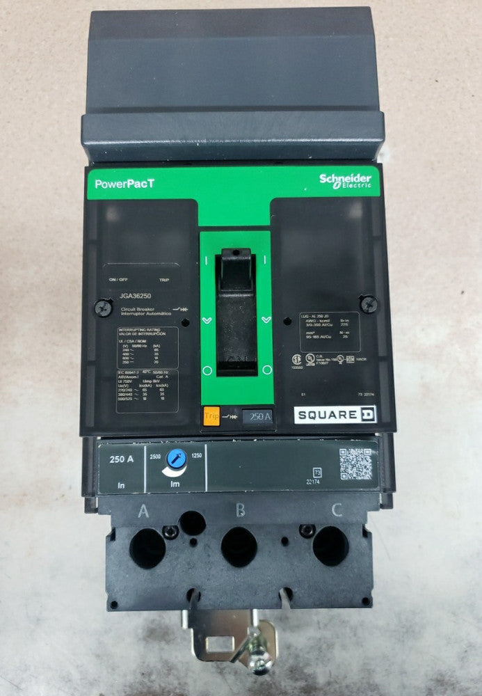 SQUARE D JGA36250 3 POLE 600V 250A CIRCUIT BREAKER NTO