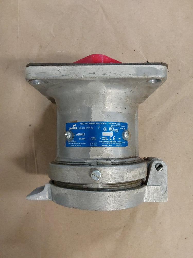 Cooper Crouse-Hinds AR641 Arktite Receptacle 60A 250VDC 600VAC 4W 4P USED