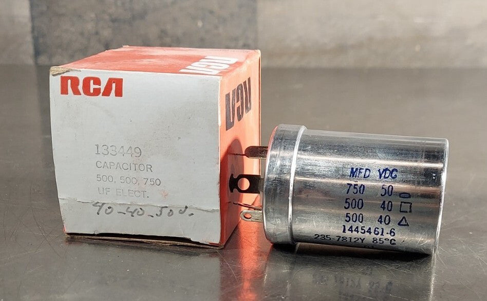 VINTAGE RCA Capacitor 133449. 750@50 - 500@40 - 500@40