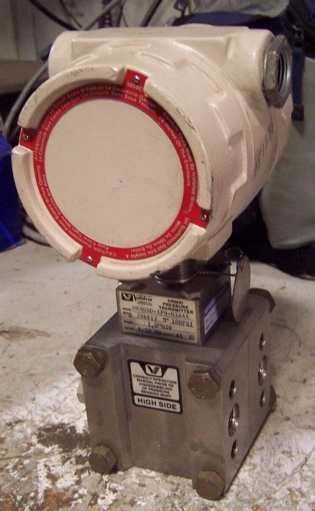 VALIDYNE DR800D-1P0-N1A4A PRESSURE TRANSMITTER 100 PSI RANGE 1.0" H2O 45 VDC