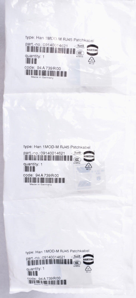 3 Count HAN Harting 1MOD-M RJ45 Patchkabels  09140014621
