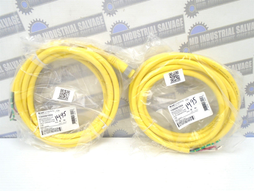 (2 Pcs.) BRAD molex - 1300061004 - 41112N 12ft PVC CABLE - 4-Pin MALE to Pigtail