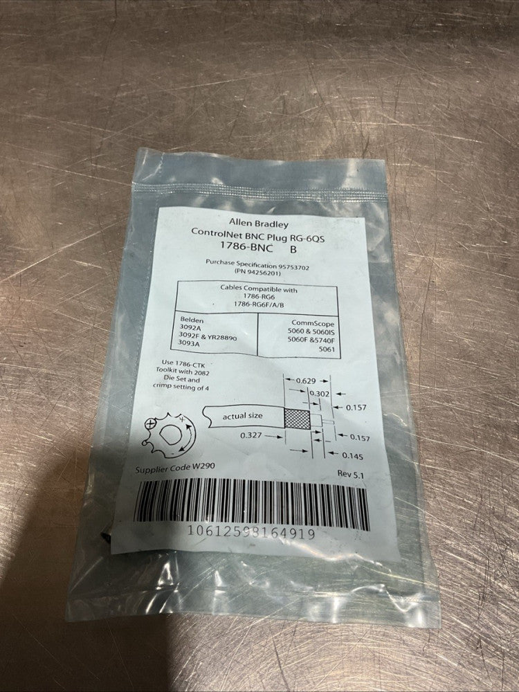 Allen Bradley 1786-BNC B Controlnet BNC Plug RG-6QS, NOS