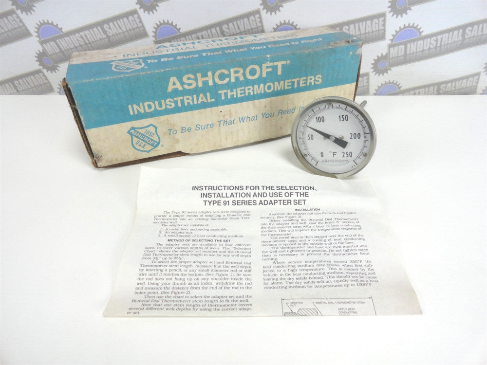 ASHCROFT 30 E160 R 060 0/250- 3'' w/5" Stem BIMETAL THERMOMETER (NEW in BOX)