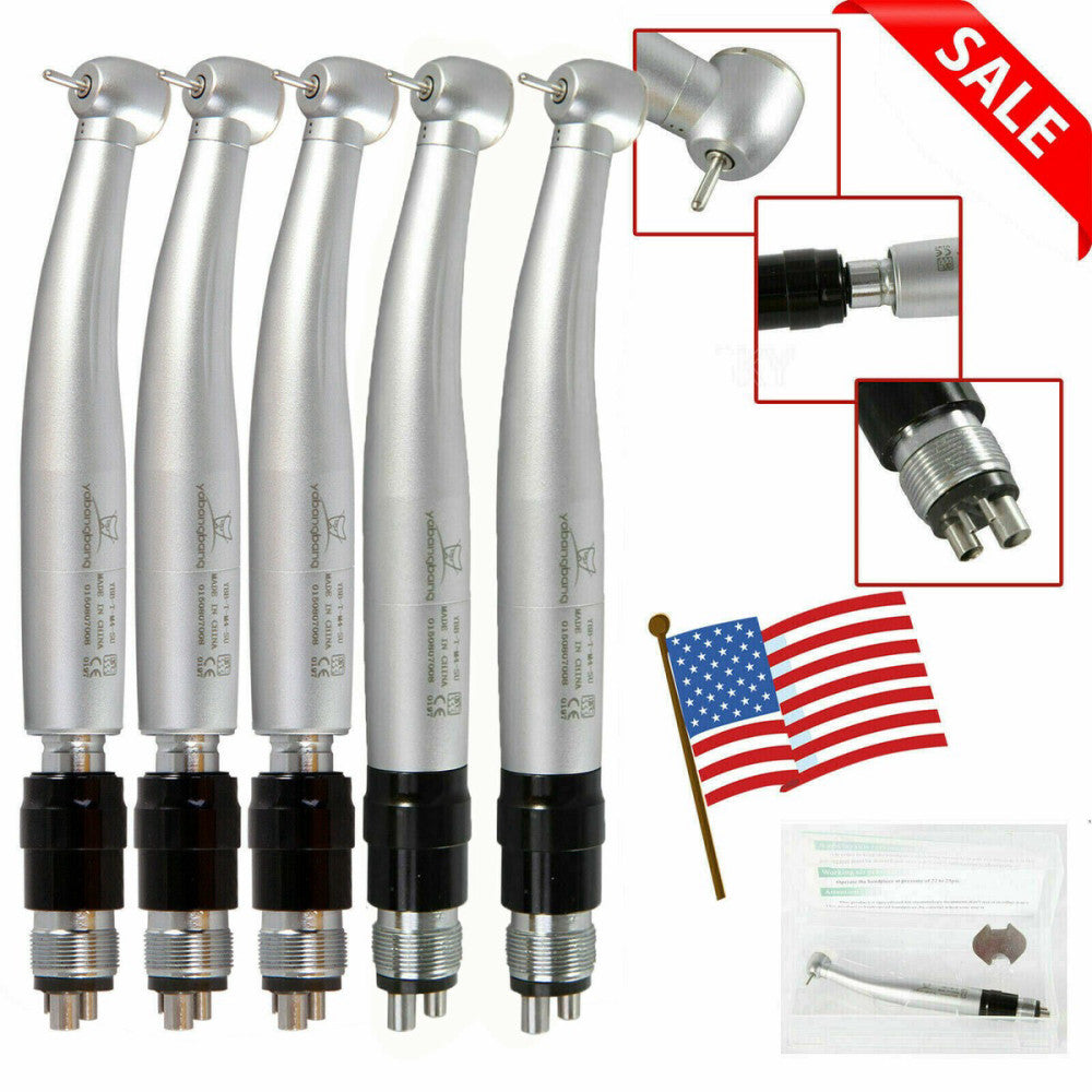 1-5 NSK Type Dental High Speed Push Button Handpiece+4Hole Quick Connect Coupler