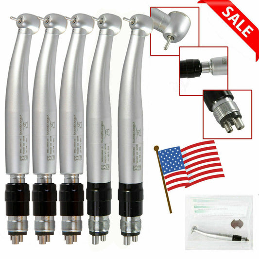 1-5 NSK Type Dental High Speed Push Button Handpiece+4Hole Quick Connect Coupler