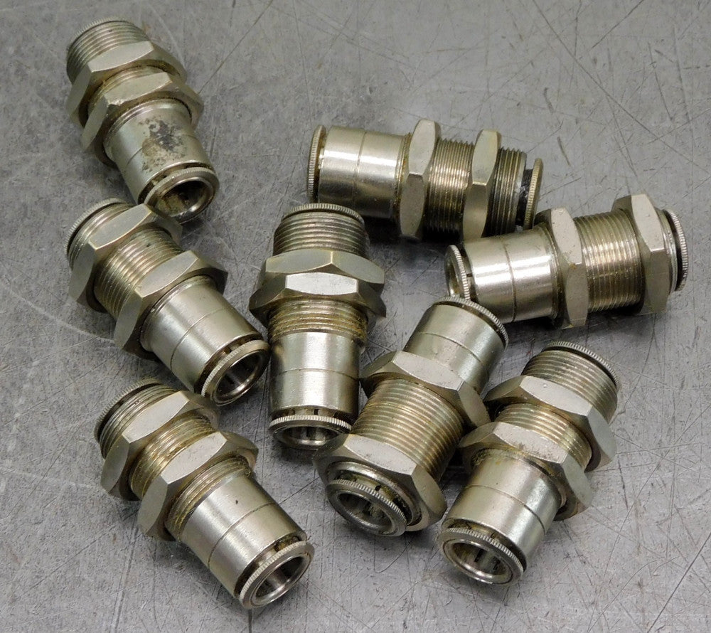 Stainless Steel SS Push Connect Bulkhead Union Fitting 3/8" DIA Lot of Eight (8)