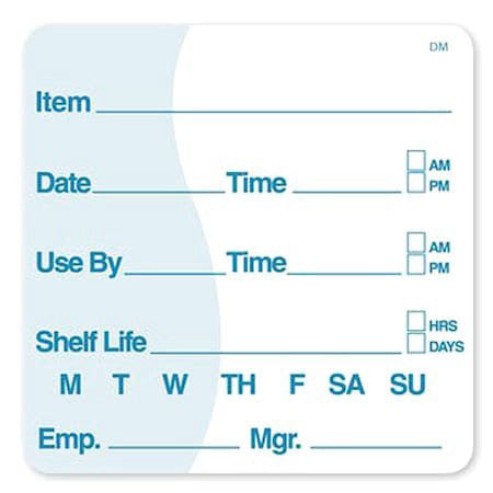 Daymark It112437 Food Safety Label,White,2 In H,1000Pk