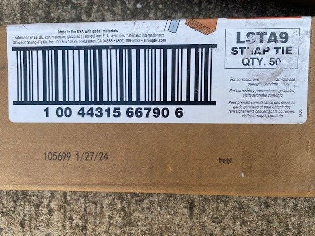 (50 PACK) Simpson LSTA9  9-Inch Strap Tie (NEW)