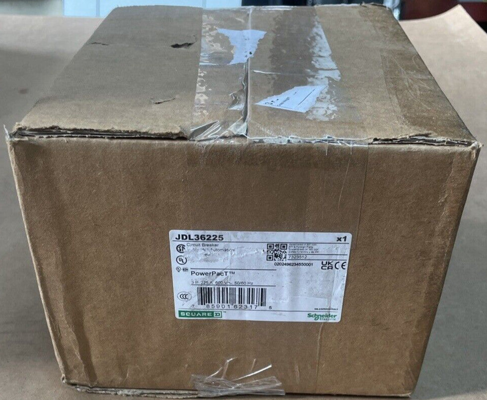 1) Square D JDL36225 3 Pole 225 Amp 600V Circuit Breaker