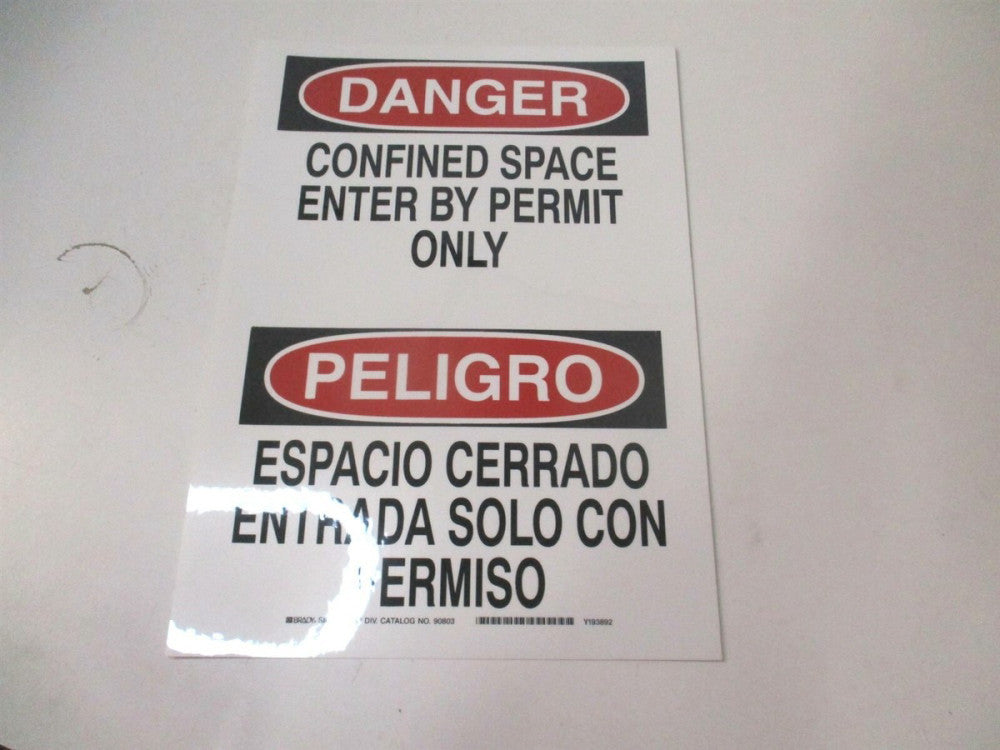 Brady (90803) 10" x 14" Confined Space Enter By Permit Only Polyester Sign 