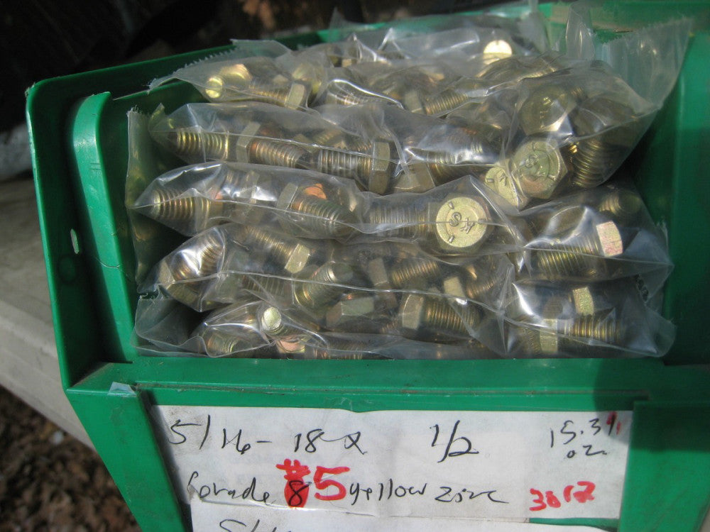 50  Grade 5 Bolts Hex Cap Screws  5/16-18 threads  1/2   Inch long  yellow zinc 