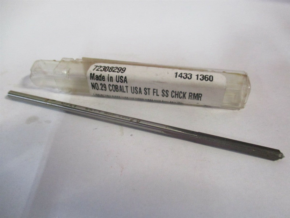 (1433-0.1360) #29 x 1" x 4" OAL 4-Flute Straight Flute Cobalt Chucking Reamer 