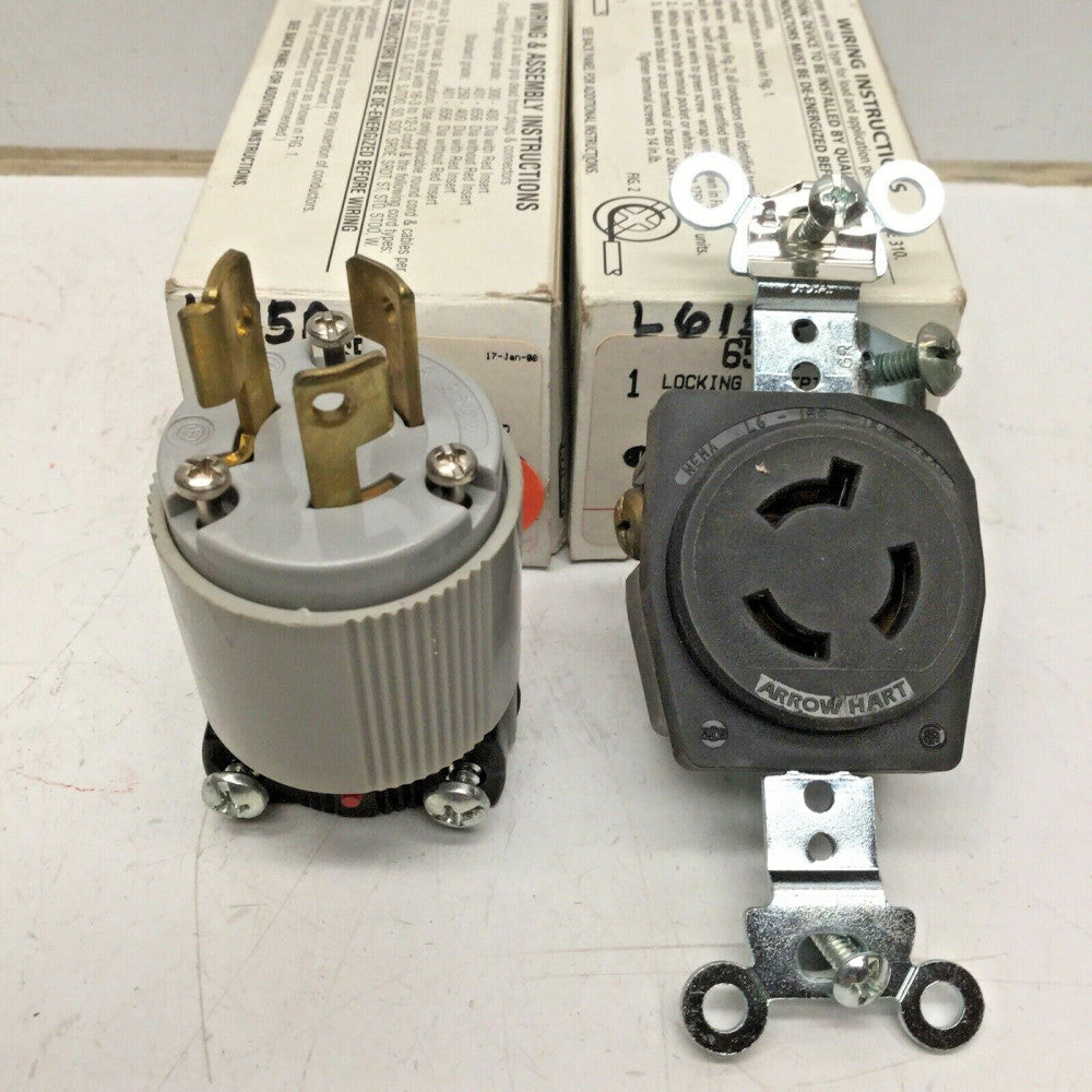 ARROW HART 6565 PLUG & 6560 RECEPTACLE ELECTRICAL 15A 250V 2P 3W L6-15P