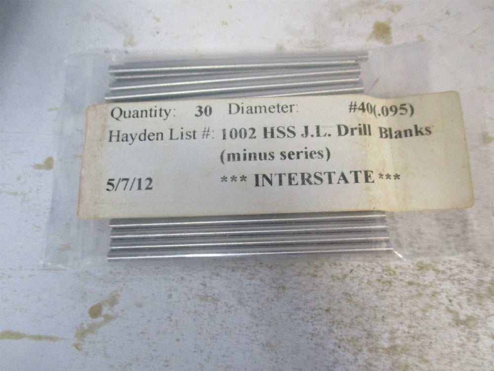 (950D 40) #40, 2-3/8" OAL Bright HSS Long Drill Blank - Pack of 30
